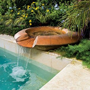 Inter-Fab WOK Water Flow System for Pools and Ponds with Medium Height Pedestal | True Copper | WOK-SPILL-M-32