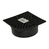 NDS 5" Black Plastic Square Grate, Connects To 4" Drain Pipes And Fittings