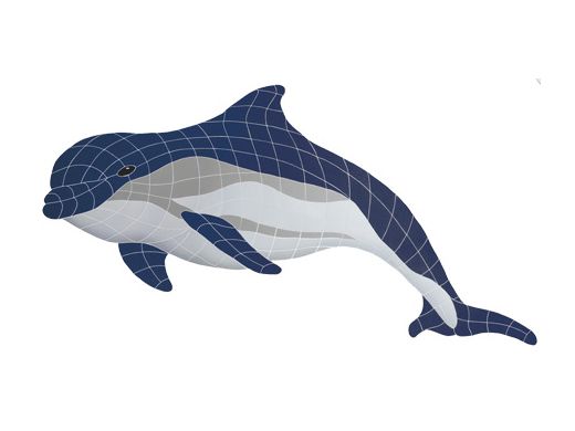 Porcelain Mosaic Bottlenose Dolphin Upward 23inch x 53inches | DBOBLUUL