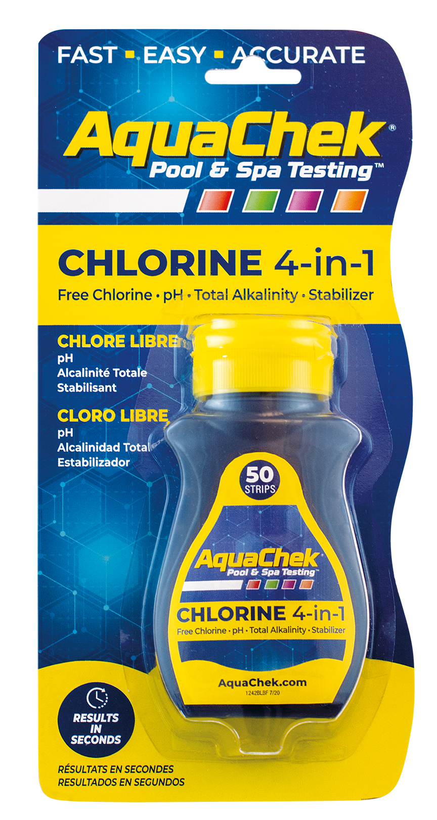 AquaChek Yellow 511242A 4-in-1 chlorine test strip bottle