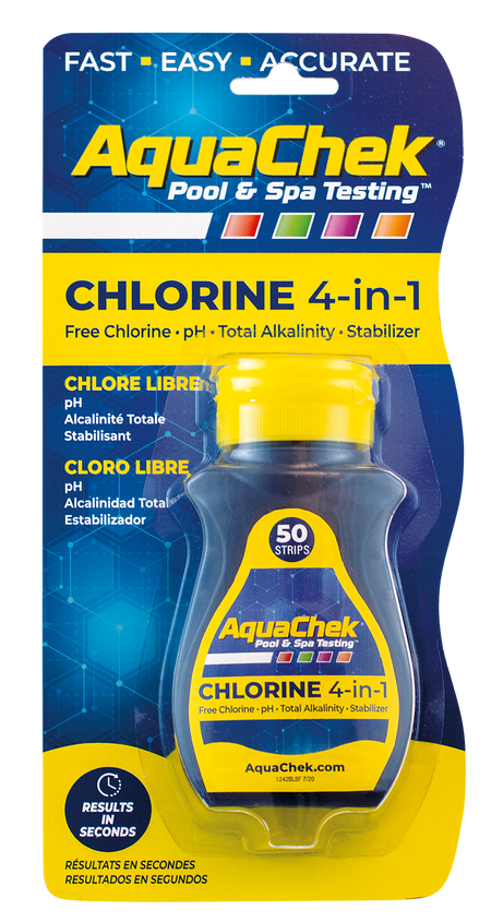 AquaChek Yellow 511242A 4-in-1 chlorine test strip bottle