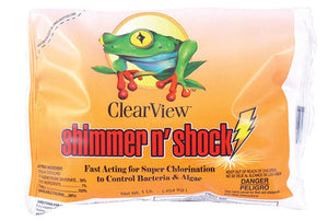 Clearview Shimmer-N' Shock CVDB001 1 lb pouch of sodium dichlor granular pool shock