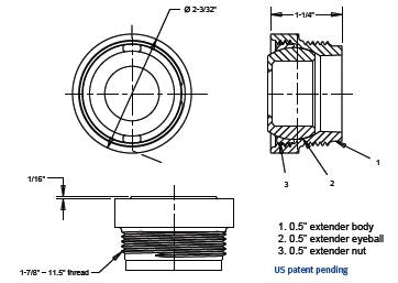 AquaStar 1" Extender with Eyeball and Nut 1-1/2" MPT | ASD101