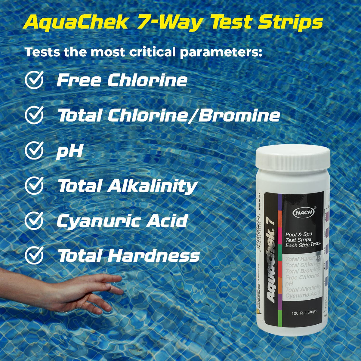 AquaChek Silver 551236 test strips bottle with color chart