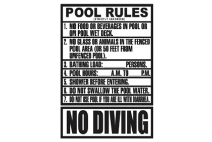 Pentair Florida One Color Pool Rules Sign | R234800