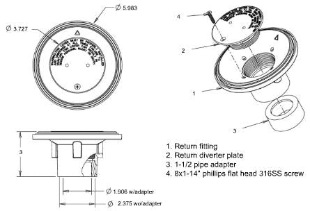 AquaStar 4" Adjustable Floor Return Fitting with Water Stop White | 4DIV101
