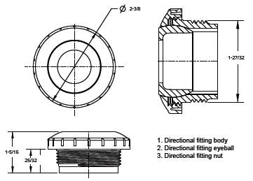AquaStar Three-Piece Directional Eyeball Fitting 1-12€? MPT Tan  8108