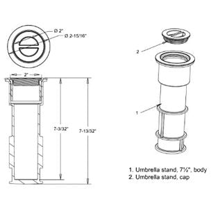 AquaStar 7-1/2" Umbrella Stands with Sleeve and Center Cap Dark Gray | US105