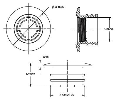 AquaStar Large Wall Fittings with Water Stop Dark Gray | ES1022WB05