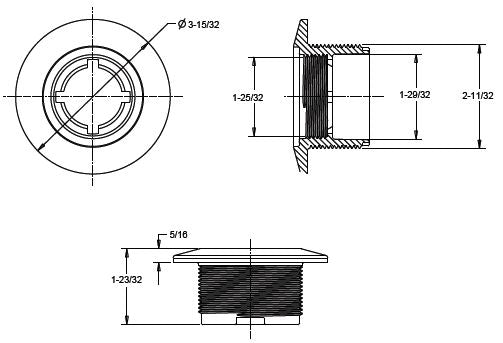AquaStar Large Wall Fitting with Threaded O.D. (Fits 1-1/2" Pipe) Dark Gray | ES102205