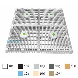 AquaStar 18" Square Mud Frame with Four (4) 9" Square Wave Suction Outlet Covers with Vented Riser Rings (VGB Series) Black | WAV18WR102