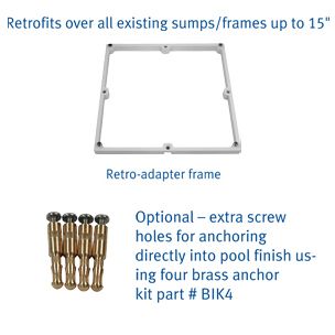 AquaStar 16" Square Anti-Entrapment Suction Outlet Cover and Retro-Adapter Sub-Frame for 12" Square 1" Deep Retrofits (VGB Series) Light Gray | R1216103