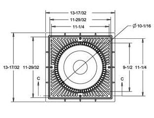 AquaStar 12 inch Shallow Square to 10 inch Anti Entrapment Suction Outlet Cover and Frame Black | SRFS12102