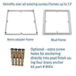 AquaStar 14" Square Anti-Entrapment Suction Outlet Cover, Mud Frame and Retro-Adapter Sub-Frame for 9" Square .75" Deep Retrofits (VGB Series) Tan | 914108
