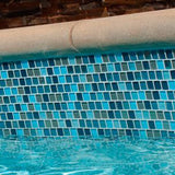 NPT National Pool Tile Jules 1x1 Glass Series Tile Rustic Blue Blend | 9730-5AT