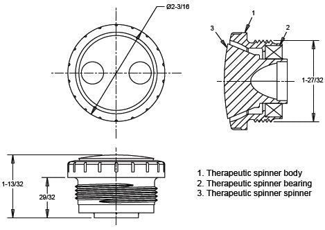 AquaStar Therapeutic Spinner, Fits 1-1/2" Black | TS102