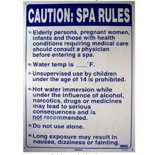National Stock Sign Spa Rules Commercial Sign 18inches x 24inches | SW-23