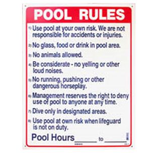 Commerical Pool Rules Sign 18" x 24" | SW-2