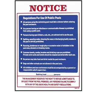 Public Pool Rules Sign 18inches x 24inches | SW-27
