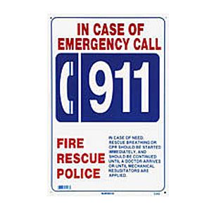 Emergency 911 Sign  12inches x 18inches | SW-8