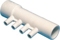 Waterway 672-0400 manifold with 1 inch slip, 1 inch spigot and four 3/8 inch ribbed barb ports