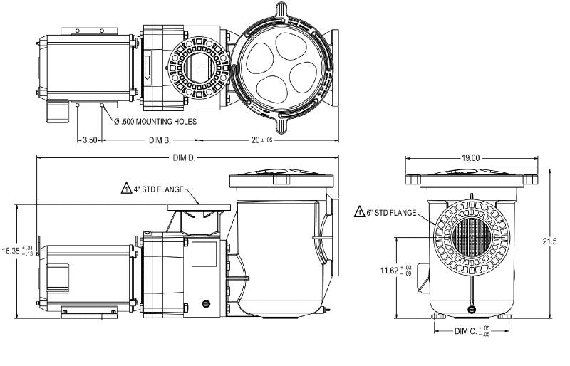 Pentair Waterfall 5HP Plastic Pool Pump with Strainer - 6" Suction x 4" Discharge | Three-Phase | EQW500 340029