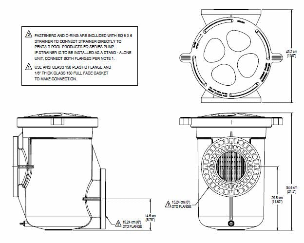 Pentair Hair & Lint Strainer Pot Complete EQ Series Pumps 6"x6" | 340013