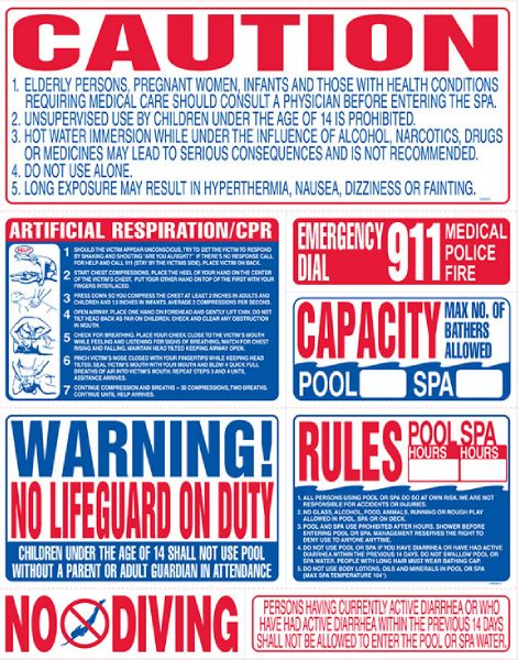 Pool Pals SI9000 6-N-1 (NEW SIGN) SIGN CALIFORNIA P/S SAFETY