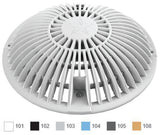 AquaStar 8 inch white round retrofit MoFlow suction outlet cover, face view