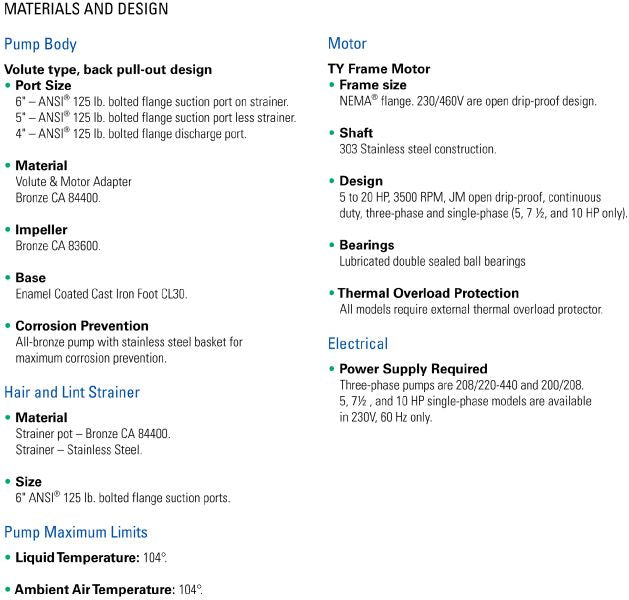 Pentair C-Series Commercial Bronze Pump with Strainer | 5HP Single Phase 230V |  CH-50 011656 011594