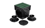 NDS 900GRKIT, 9" Black Square Catch Basin Drain Kit with Green Plastic Grate