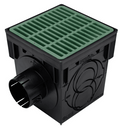 NDS 900GRKIT, 9" Black Square Catch Basin Drain Kit with Green Plastic Grate