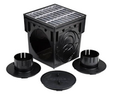 NDS 900MTLKIT, 9" Black Square Catch Basin Drain Kit with Galvanized Steel Grate