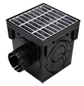 NDS 900MTLKIT, 9" Black Square Catch Basin Drain Kit with Galvanized Steel Grate