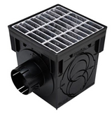 NDS 900MTLKIT, 9" Black Square Catch Basin Drain Kit with Galvanized Steel Grate