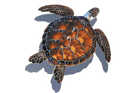 Porcelain Mosaic Sea Turtle Brown | 11"x11" with Shadow | PORC-BT10-10/SH