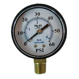SuperPro Steel Pressure Gauge 2" 0-60# PSI 1/4" Bottom Mount | 83060BU