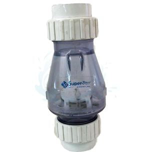 SuperPro Swing-Spring Clear Check Valve with Unions .5lb SlipxSlip 1.5" | 0823-15C
