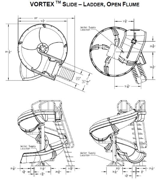 SR Smith Vortex Slide with Ladder & Open Flume | Gray Granite | 695-209-124