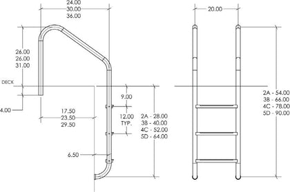S.R. Smith COMM (12"EXT) 36" LADDER 3-STEP CROSS BRACE | LFB-36-3B-12