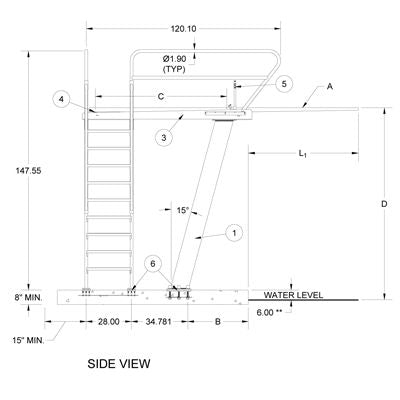 S.R. Smith Deluxe Tower 3 Meter, Right Mount | CAT-3M-203R