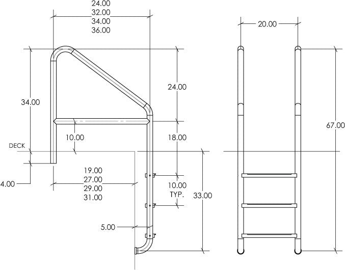 S.R. Smith FLORIDA ROLLOUT LADDER SHORT RAD ELITE CB 22" | 50-795S-MG