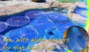 Solar Sun Rings Solar Blanket | Plain Blue Pattern | 5' Diameter with Water Anchor | SSRA-101