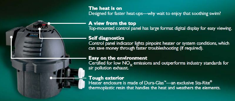Sta-Rite Max-E-Therm Low NOx Pool & Spa Heater - Dual Electronic Ignition - Natural Gas - 250,000 BTU ASME - 460767
