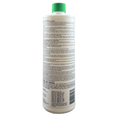 Pool Season Algae Control 60 back label with directions