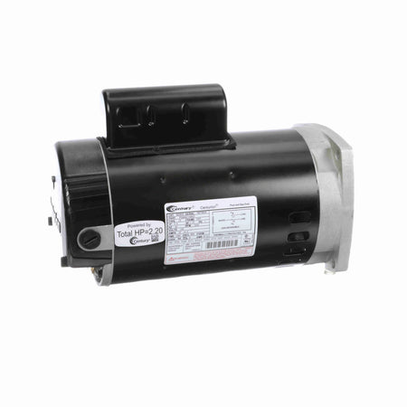 Century B2855 pool pump motor, side view showing the nameplate
