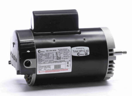Century B2979 2 HP two speed pool pump motor, side view