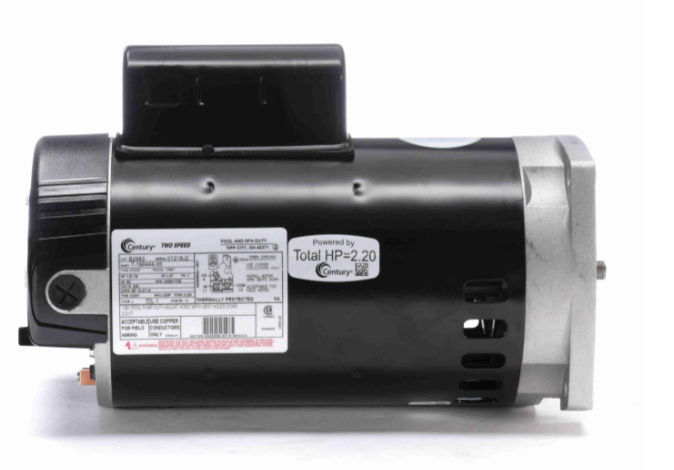 Century B2983 two speed pool pump motor, side view