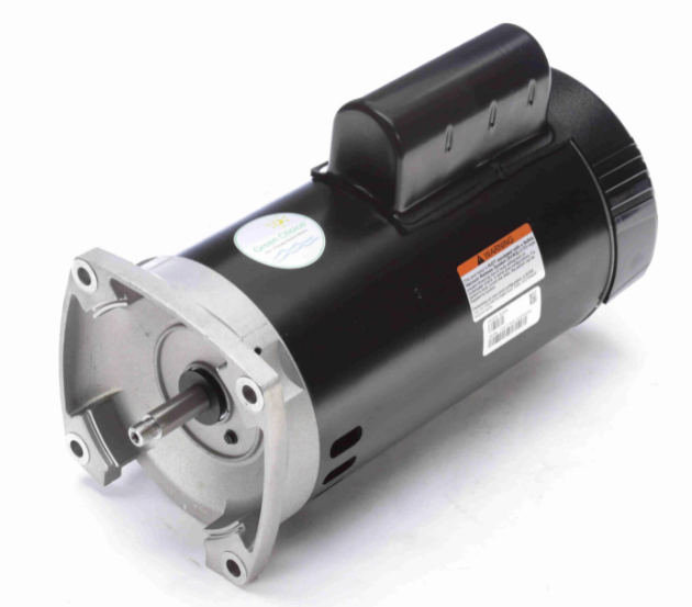 Century B2984 two speed square flange pool pump motor, front right view