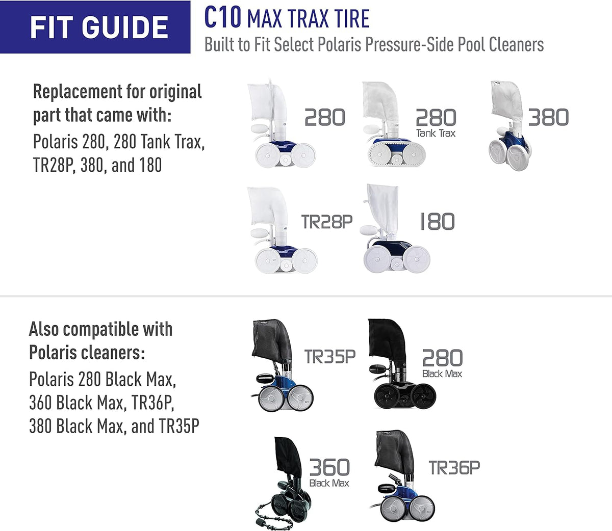 Polaris C10 MaxTrax tire, inner face showing the four bolt mount
